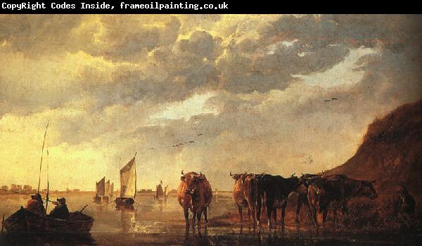 CUYP, Aelbert Herdsman with Cows by a River dfg